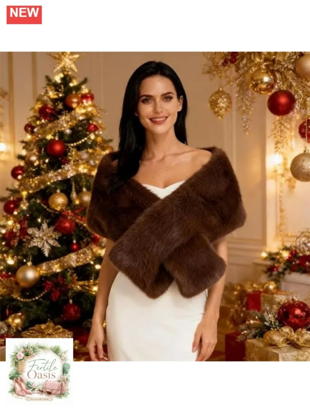 Faux Fur Collar Scarf Wrap Shawl Winter Warm Stole Neck Warmer